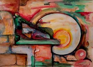 New Day - an original watercolor painting by Chidi Courtesy of modernartimages_dot_com